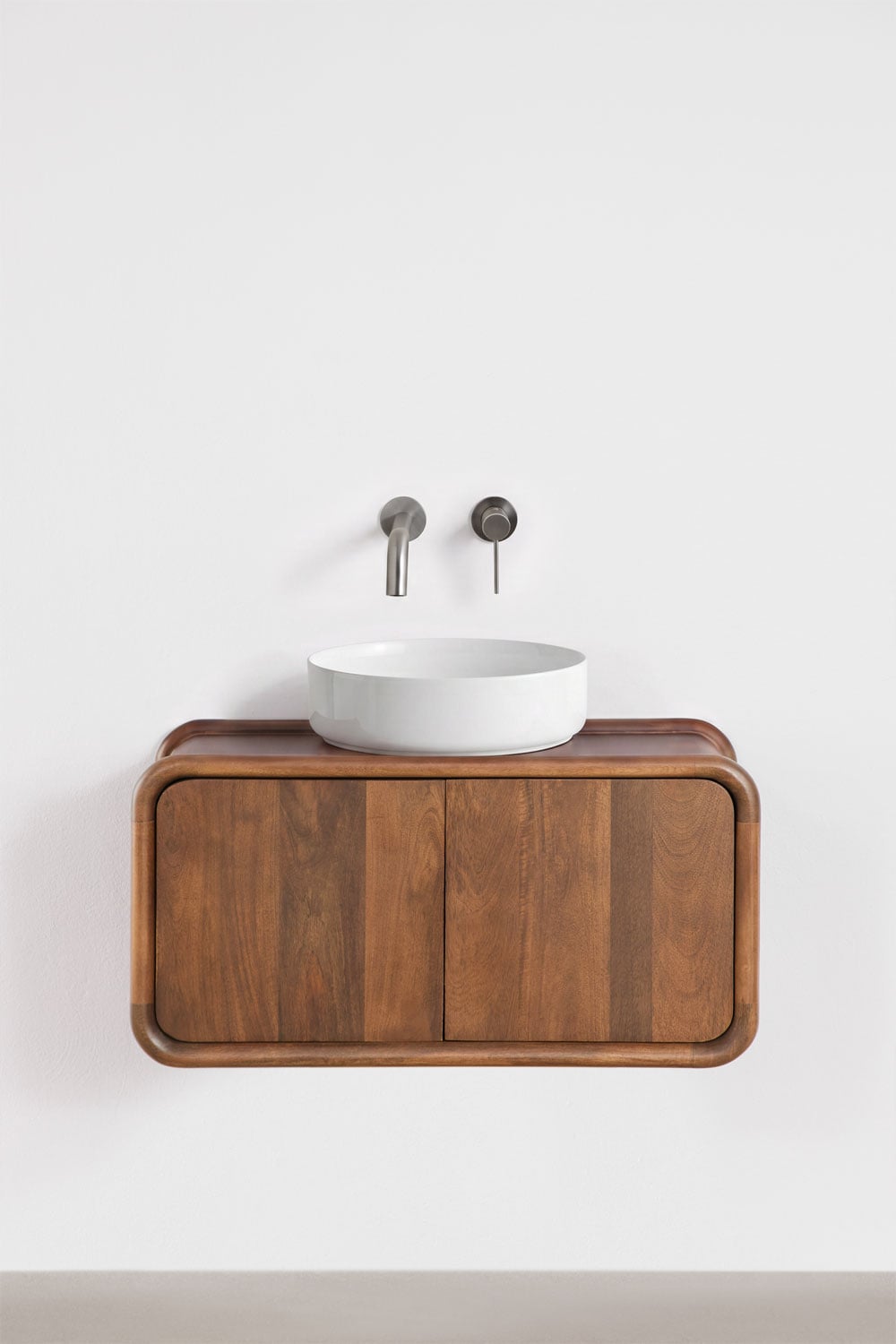 Conjunto de mueble de baño suspendido 90x45 cm en madera de mango Maupaul , imagen de galer&iacute;a 1