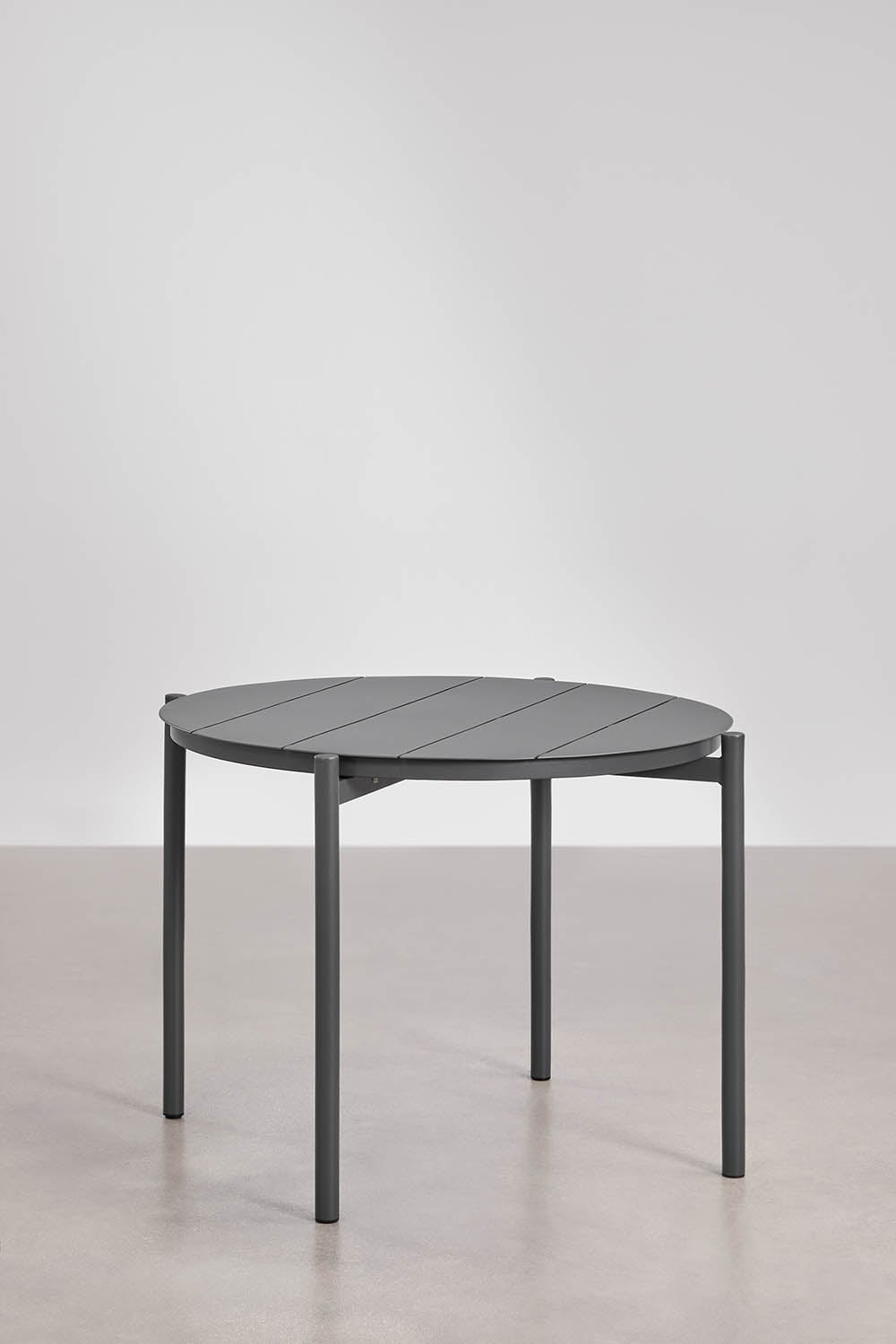 Set de mesa redonda Ø110 cm en aluminio Elton y 4 sillas de jardín con reposabrazos en acero Anerina, imagen de galer&iacute;a 3