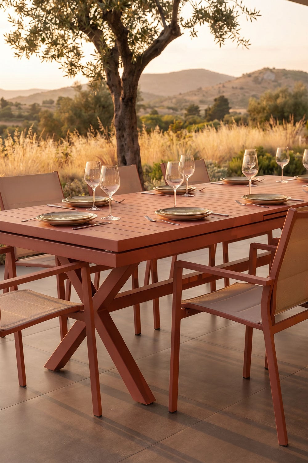 Mesa de jardín rectangular extensible en aluminio Karena, imagen de galer&iacute;a 3