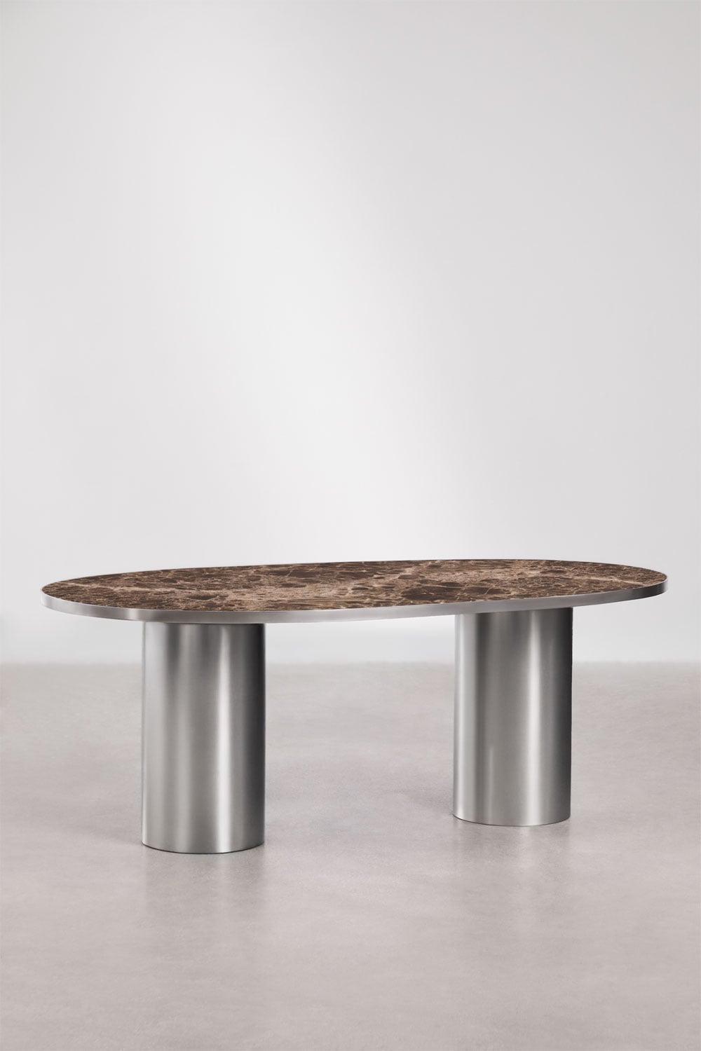 Mesa de comedor ovalada 220x110 cm en piedra natural y acero inoxidable Fertrix, imagen de galer&iacute;a 3
