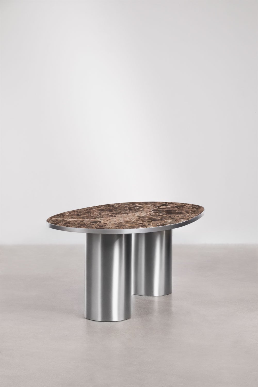 Mesa de comedor ovalada 220x110 cm en piedra natural y acero inoxidable Fertrix, imagen de galer&iacute;a 4