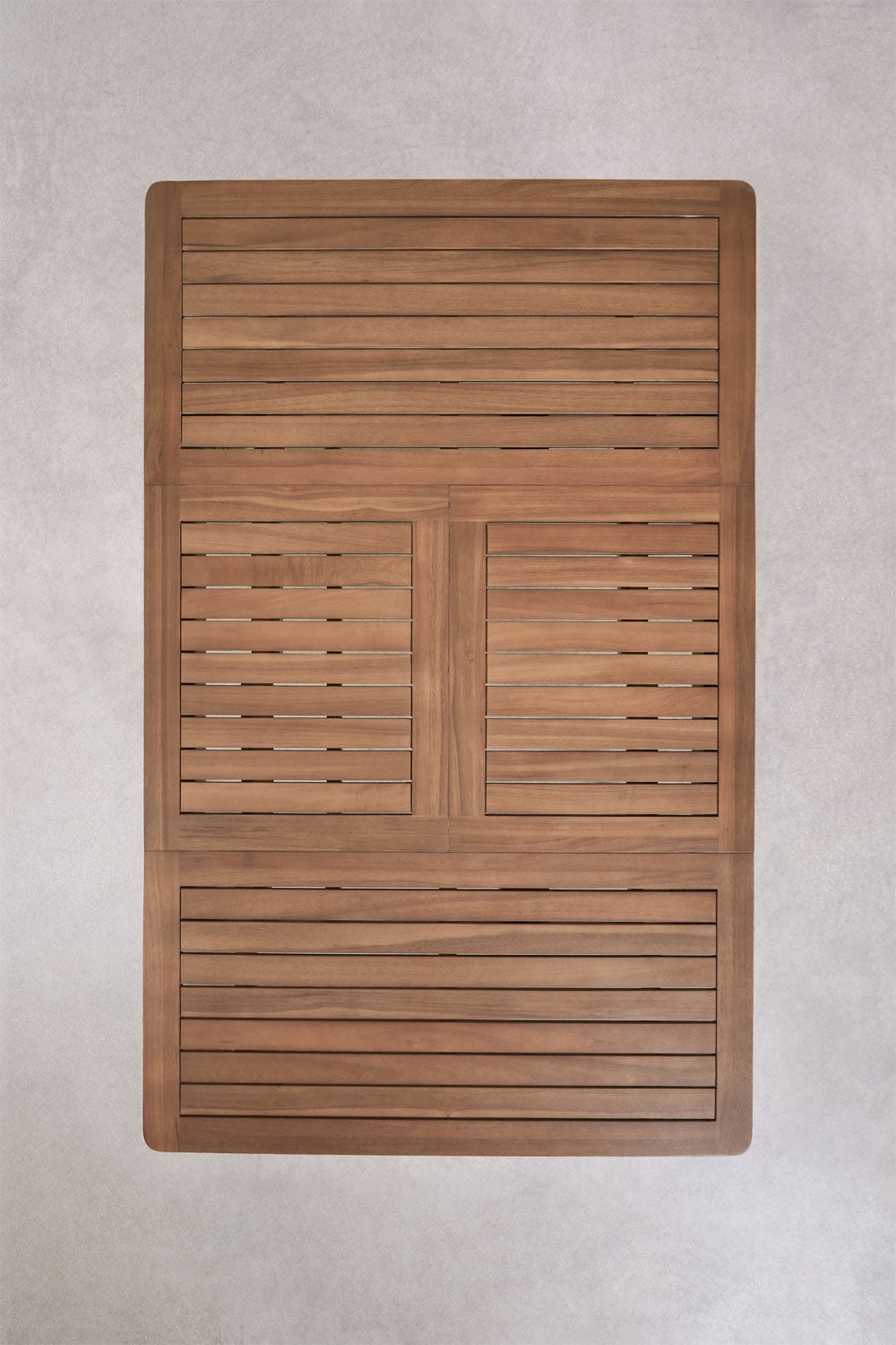 Set de mesa 100-160x100 cm extensible Karvia y 4 sillas de jardín plegables en madera de acacia Zayma, imagen de galer&iacute;a 9