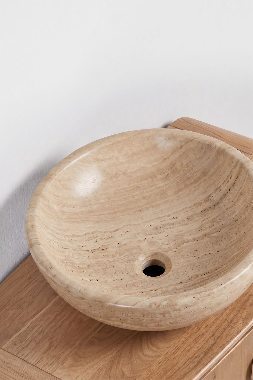 Conjunto de mueble de baño suspendido 95x45 cm en madera de mango y piedra natural Kivalina, imagen de galer&iacute;a 5