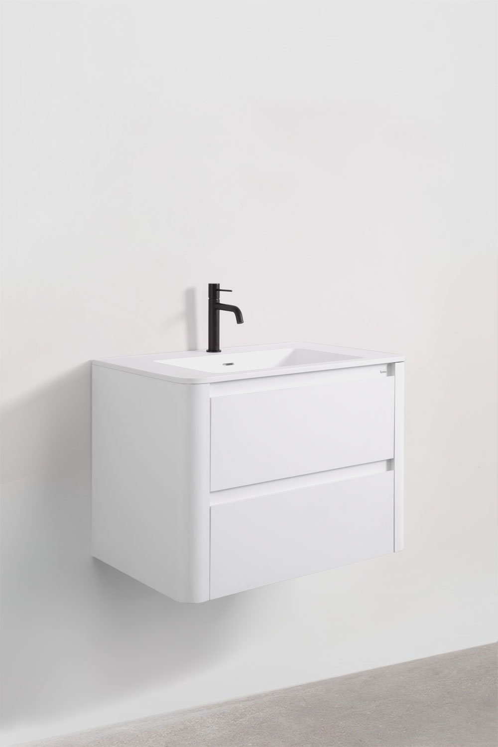 Conjunto de mueble de baño suspendido 80x50 cm en madera con lavabo integrado Egerton, imagen de galer&iacute;a 3