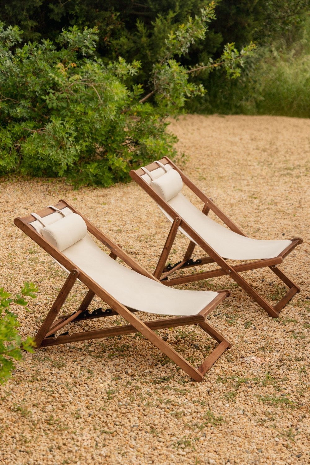 Pack de 2 hamacas plegables en madera con cojín Kardis , imagen de galer&iacute;a 1