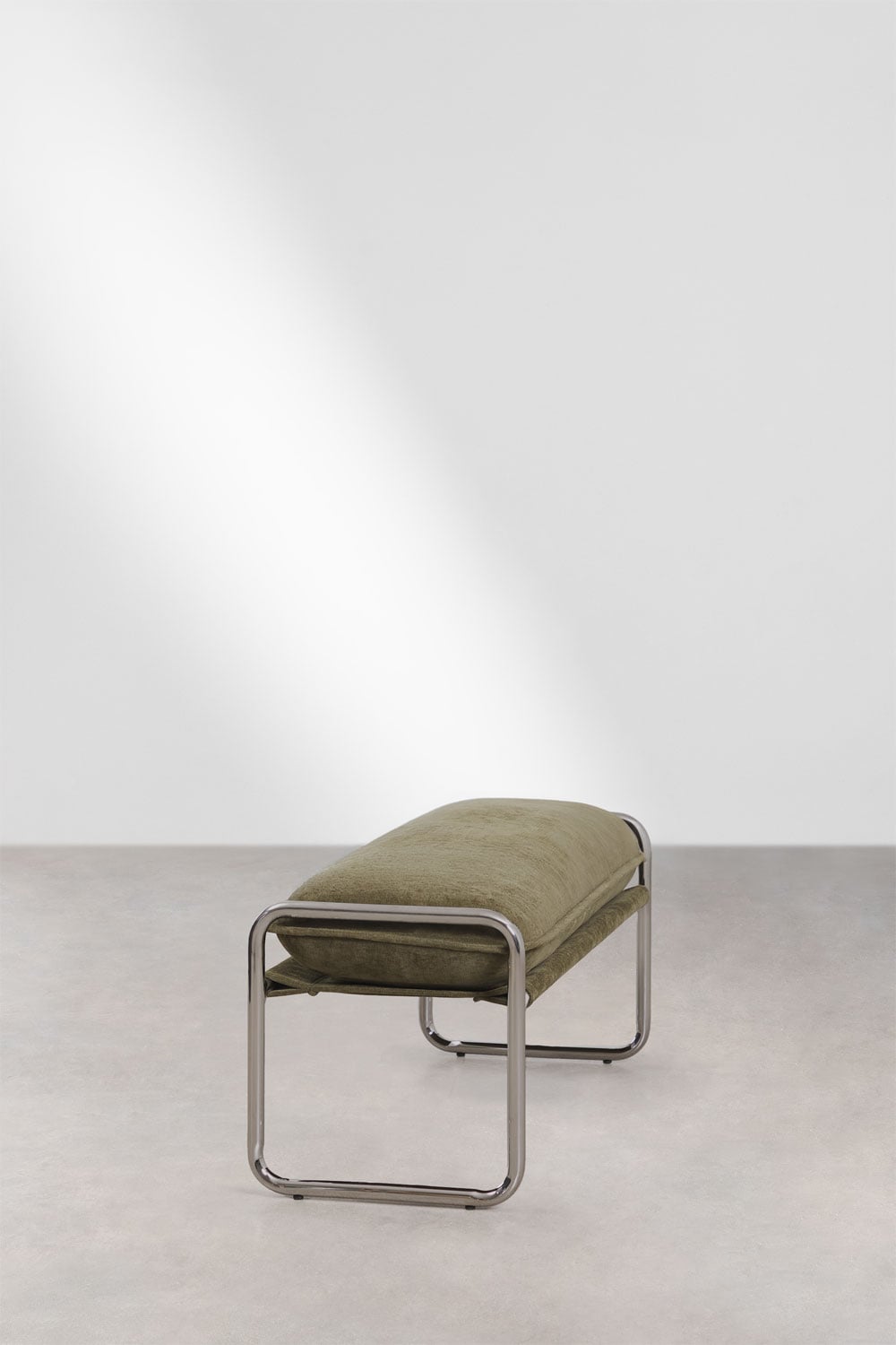 Banco 110 cm tapizado en chenilla verde army Matilda, imagen de galer&iacute;a 4