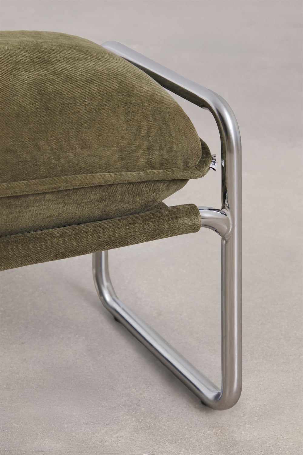 Banco 110 cm tapizado en chenilla verde army Matilda, imagen de galer&iacute;a 6