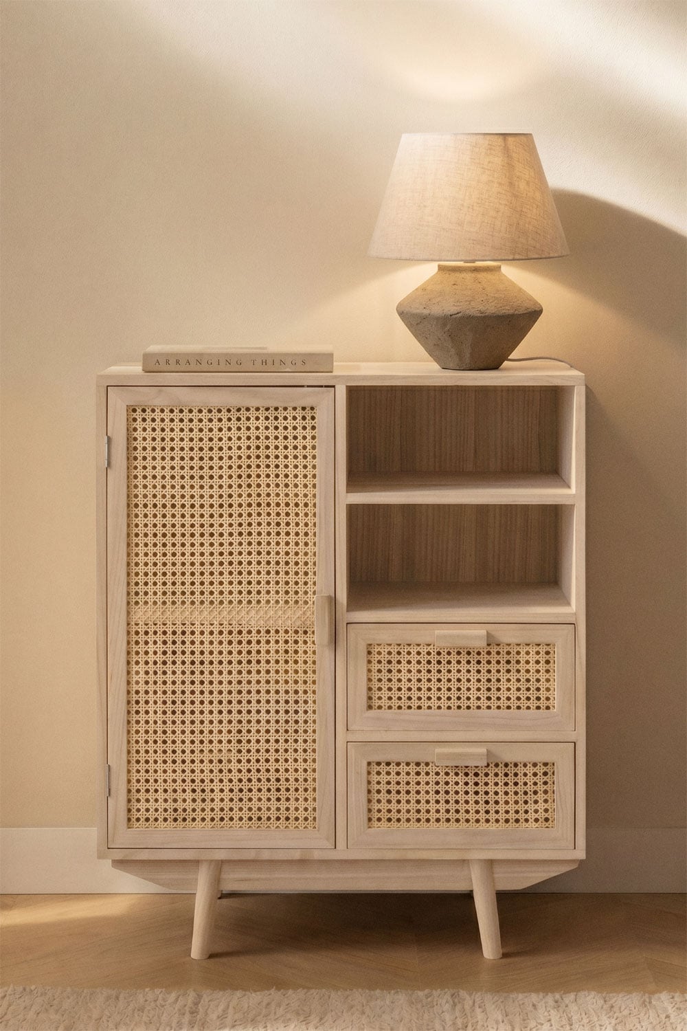 Aparador rectangular 70x40 cm con cajones en madera natural Ralik, imagen de galer&iacute;a 1