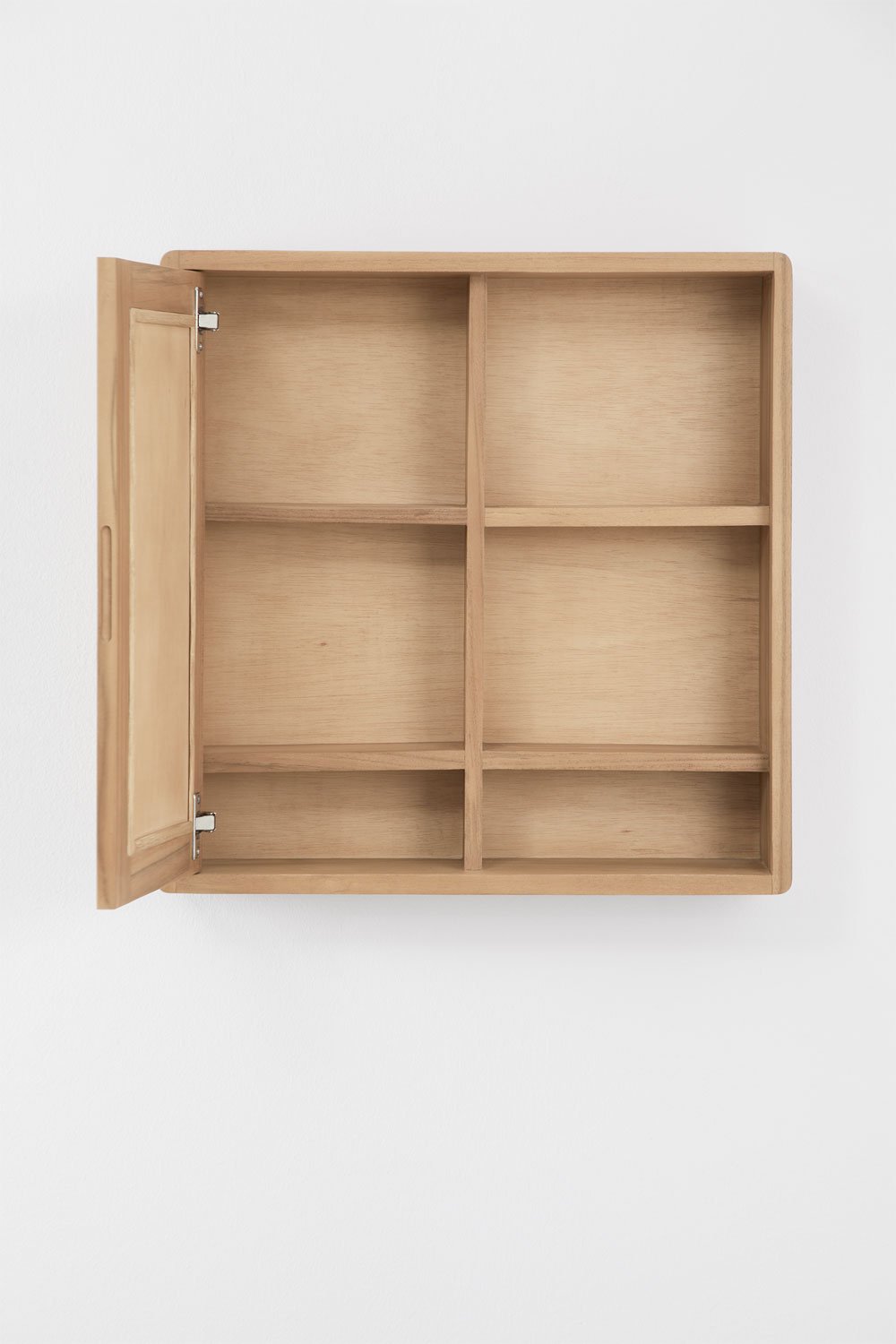 Armario de pared  cuadrado 60x60 cm para baño en madera de teca con espejo rectangular Ian, imagen de galer&iacute;a 4