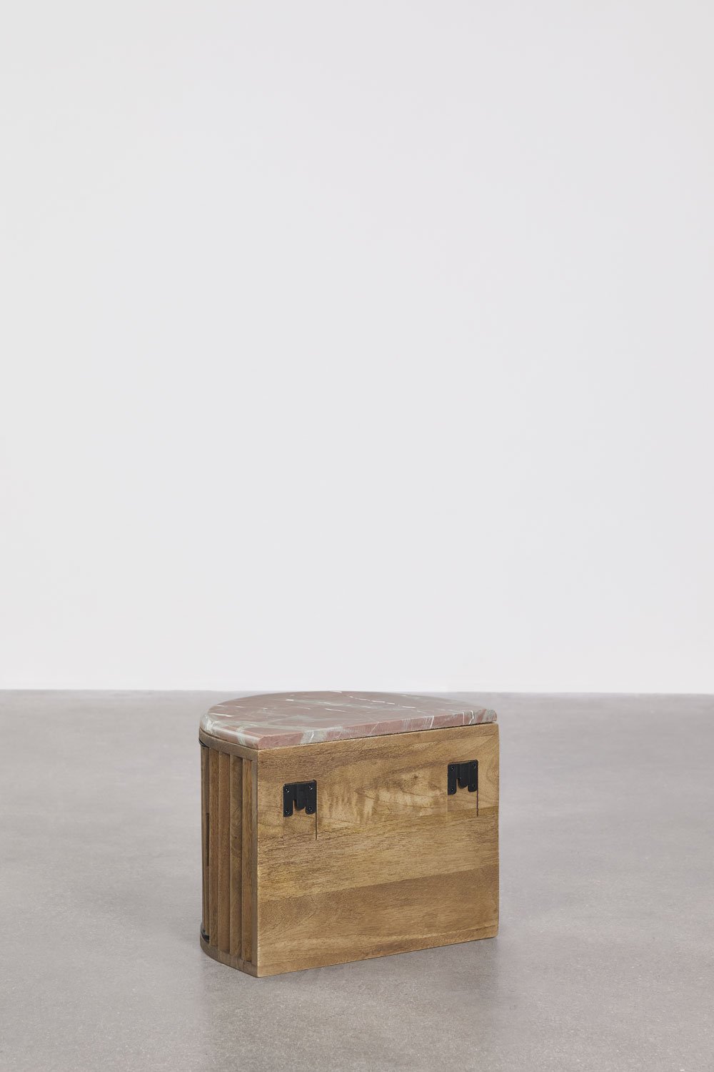 Mesita de noche flotante 40x30 cm en madera de mango y piedra natural Talix, imagen de galer&iacute;a 7