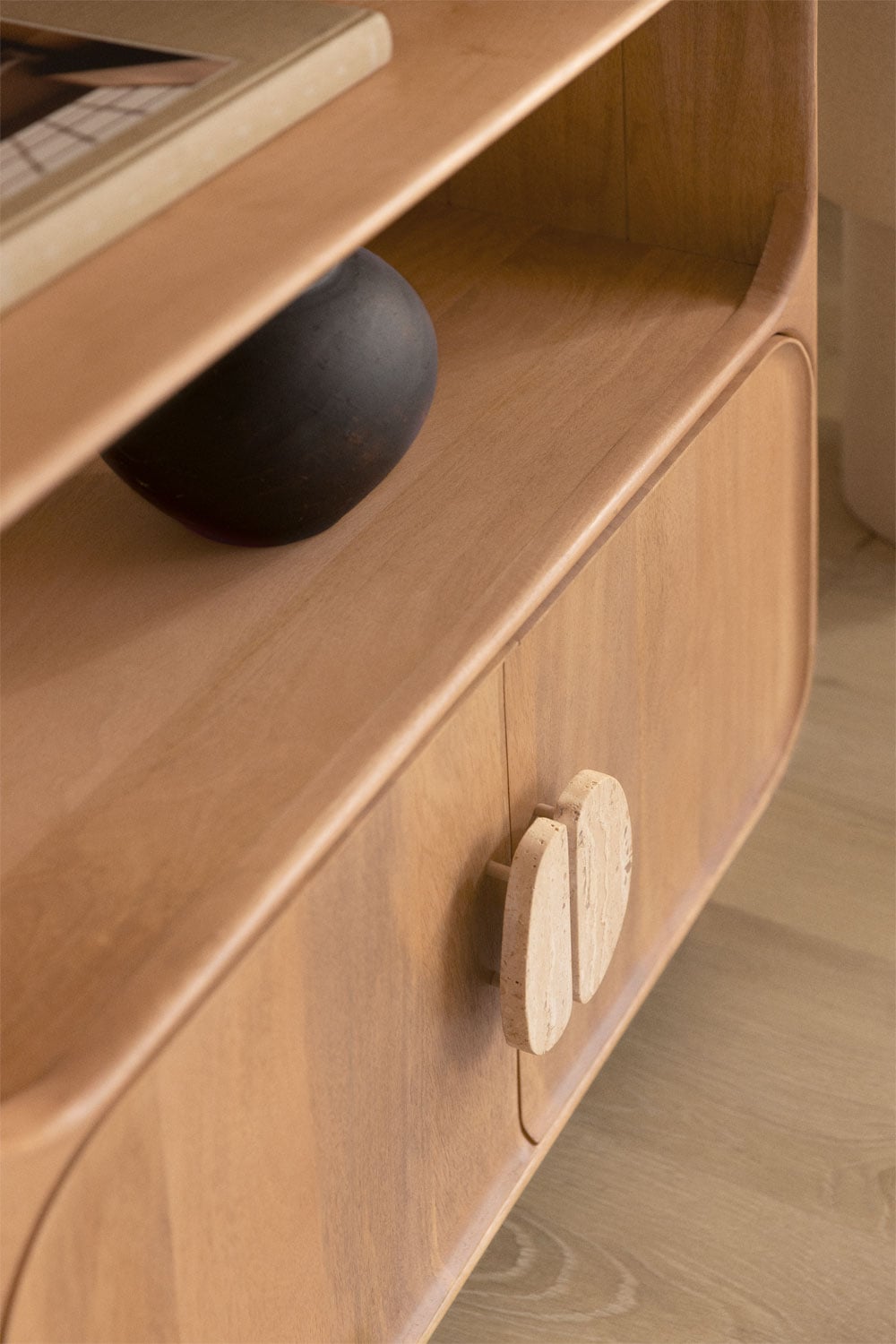 Estantería 190 cm en madera de mango y piedra natural Kivalina, imagen de galer&iacute;a 3