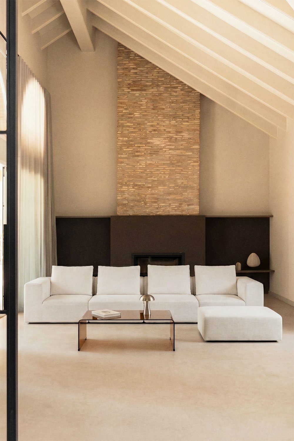 Sofá modular de 4 piezas y puff en chenilla envasado al vacío Norridge , imagen de galer&iacute;a 1