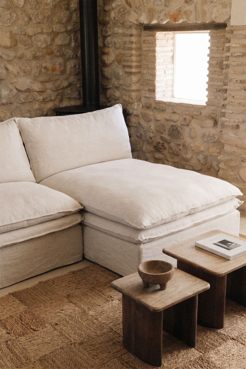Módulo chaise longue para sofá modular en lino y algodón Grace , imagen de galer&iacute;a 1