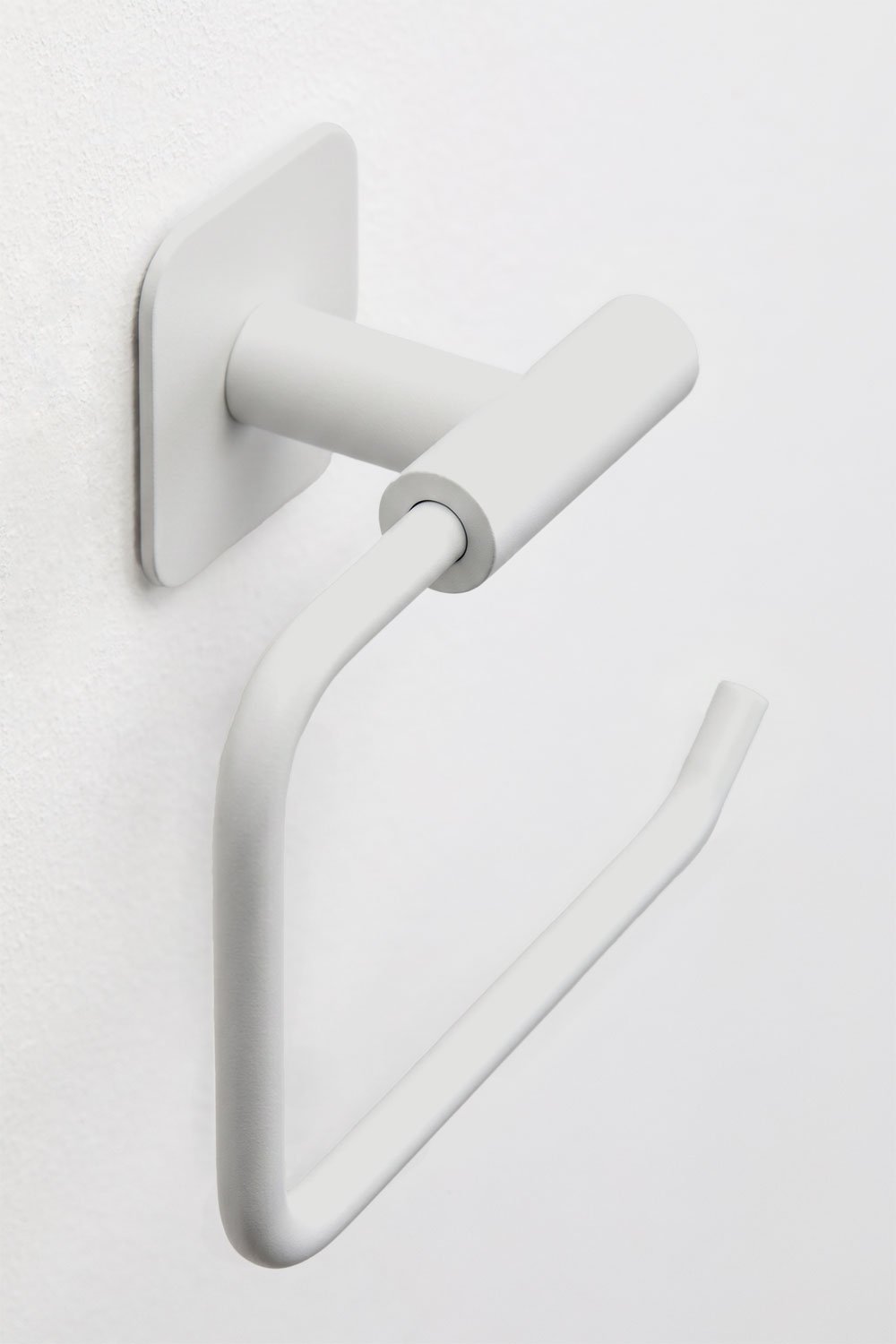 Portarrollos adhesivo para baño en acero inoxidable blanco Ondreli, imagen de galer&iacute;a 5