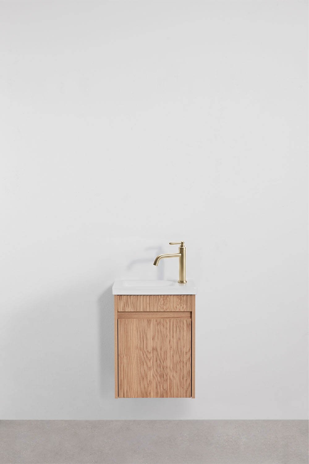 Conjunto de mueble de baño suspendido en madera con lavabo integrado Narek , imagen de galer&iacute;a 3