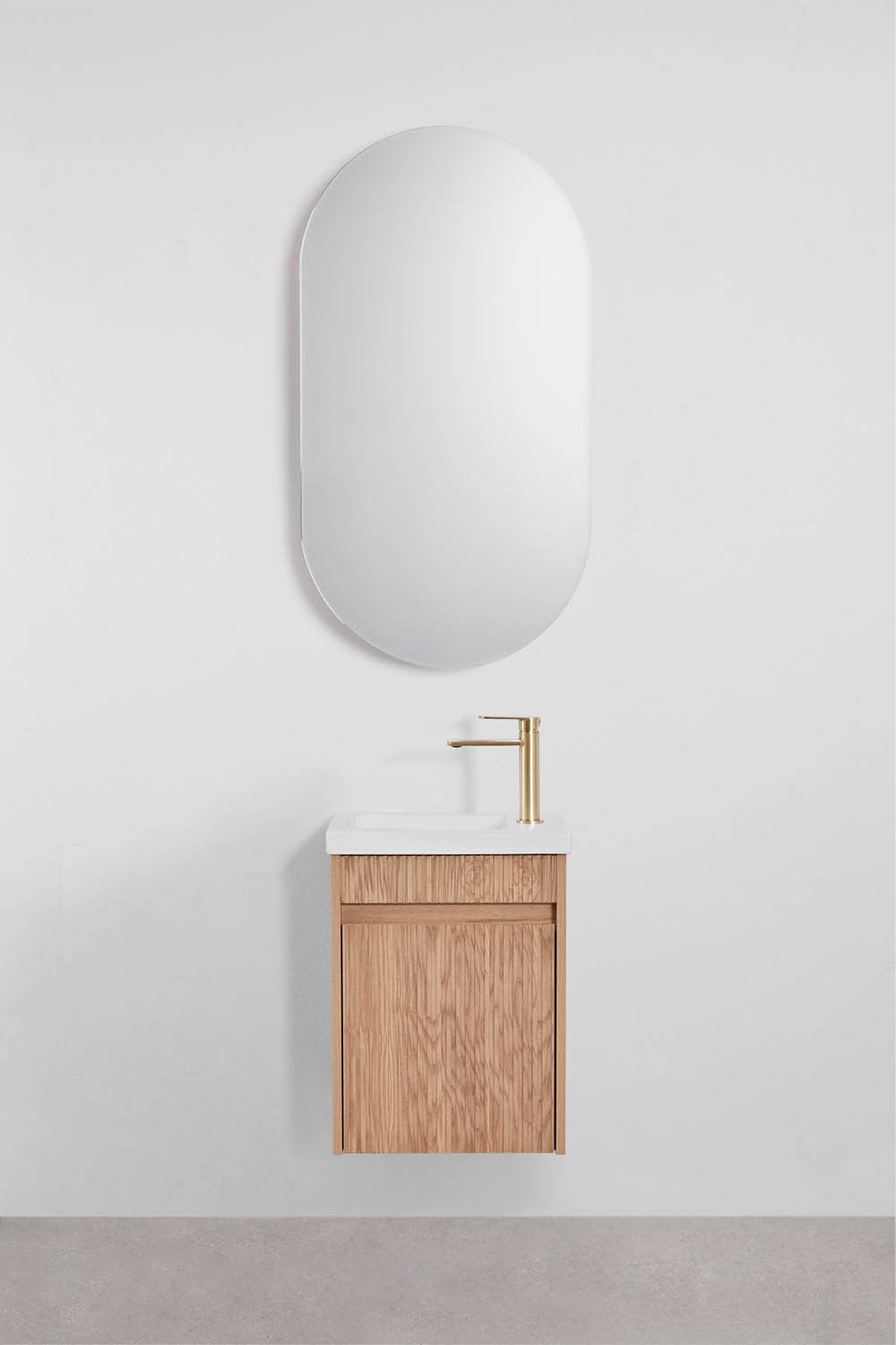 Conjunto de mueble de baño suspendido en madera con lavabo integrado Narek , imagen de galer&iacute;a 3