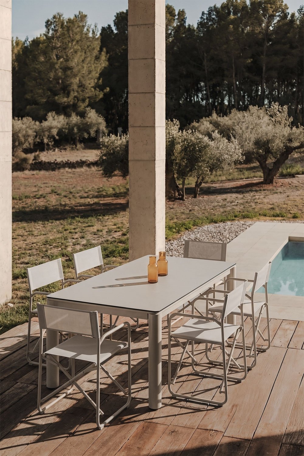 Mesa de jardín rectangular extensible en vidrio cerámico Sylvara, imagen de galer&iacute;a 1
