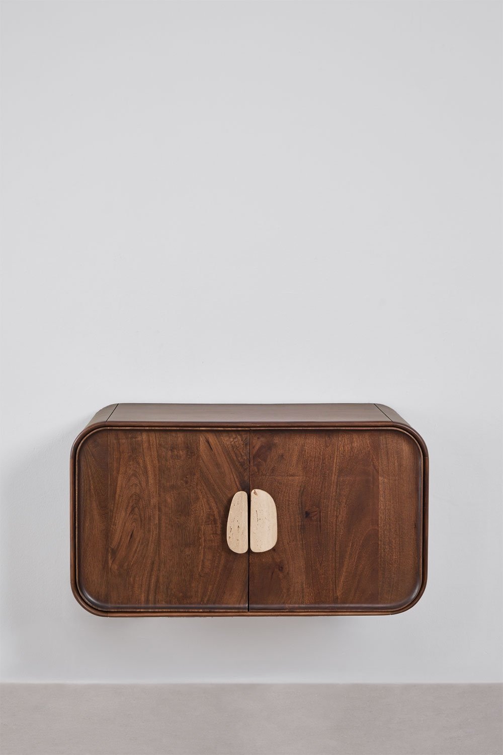 Conjunto de mueble de baño suspendido 95x45 cm en madera de mango y piedra natural Kivalina, imagen de galer&iacute;a 2
