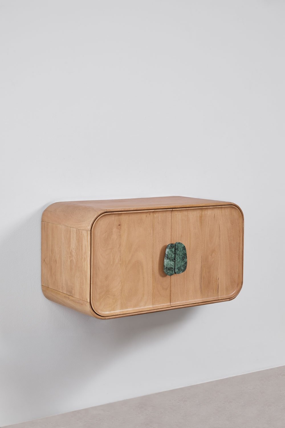 Conjunto de mueble de baño suspendido 95x45 cm en madera de mango y piedra natural Kivalina, imagen de galer&iacute;a 3