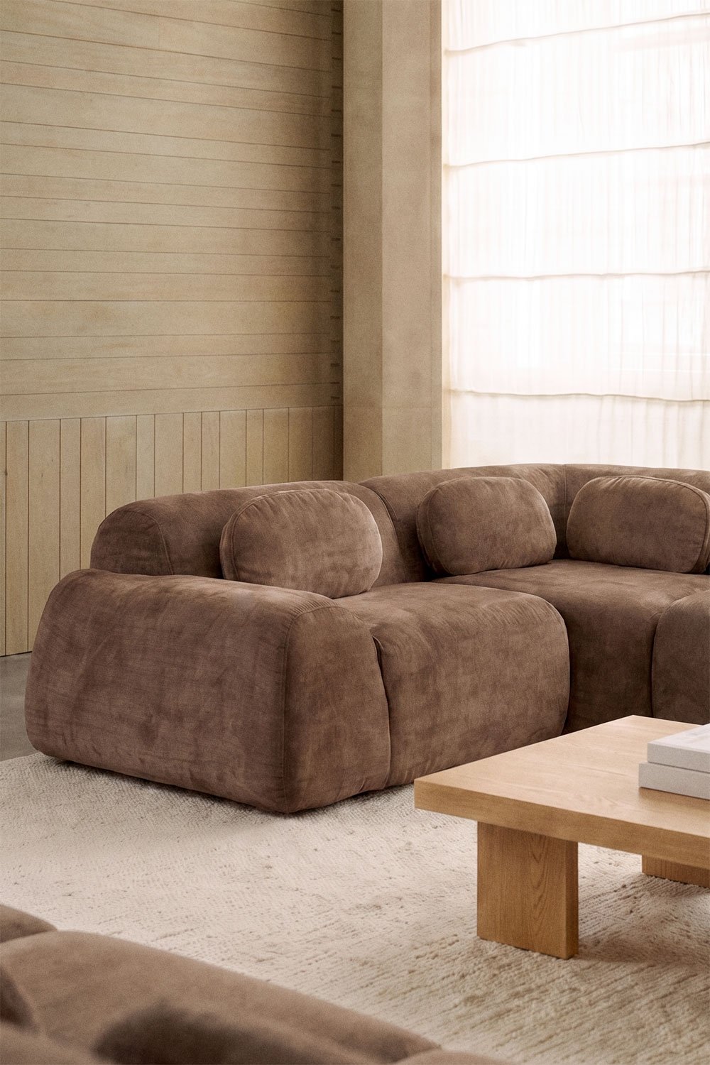 Sofá modular rinconera de 4 piezas en chenilla envasado al vacío Merida , imagen de galer&iacute;a 2
