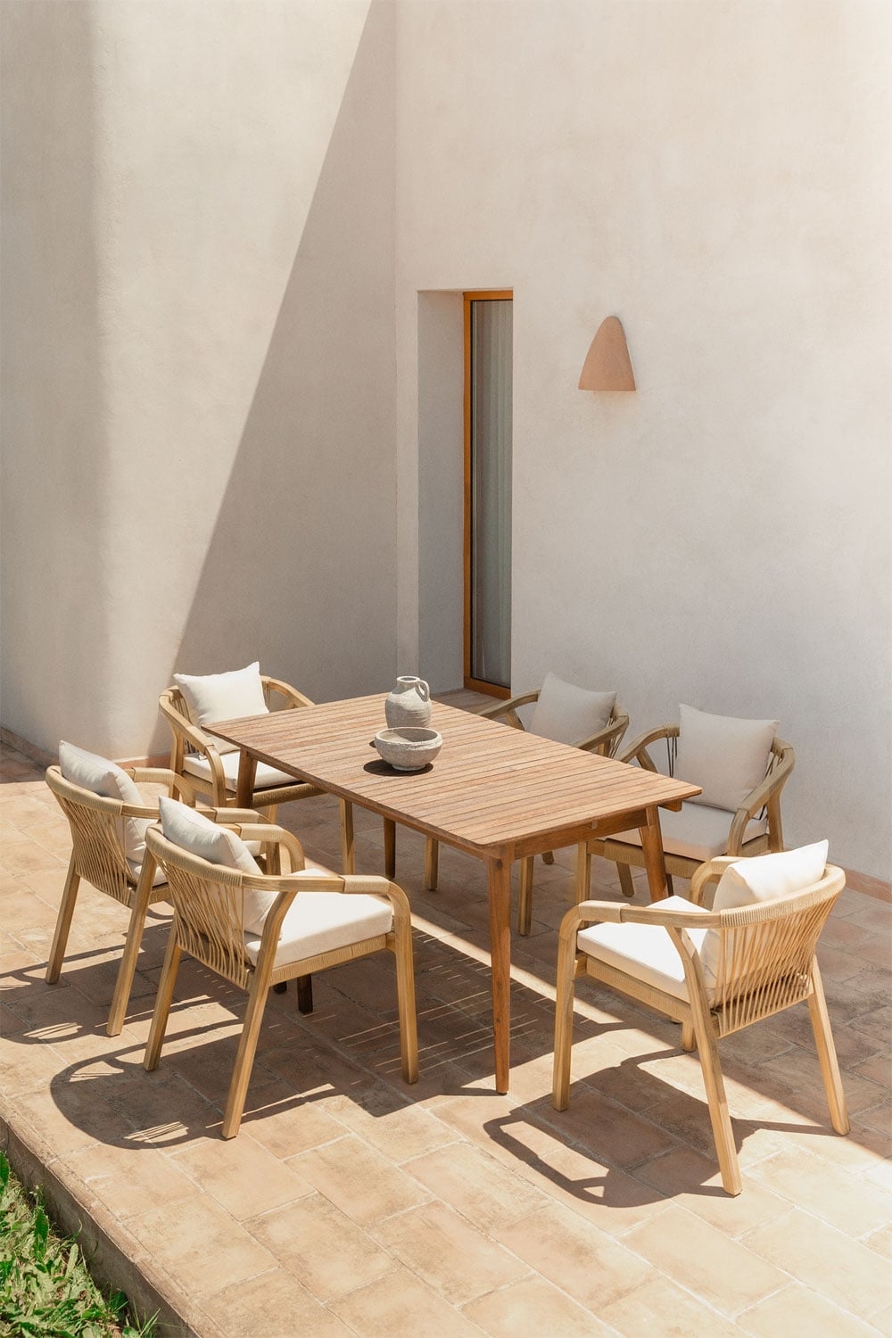 Mesa de jardín rectangular 160-210x90 cm extensible en madera de acacia Tenay  , imagen de galer&iacute;a 1