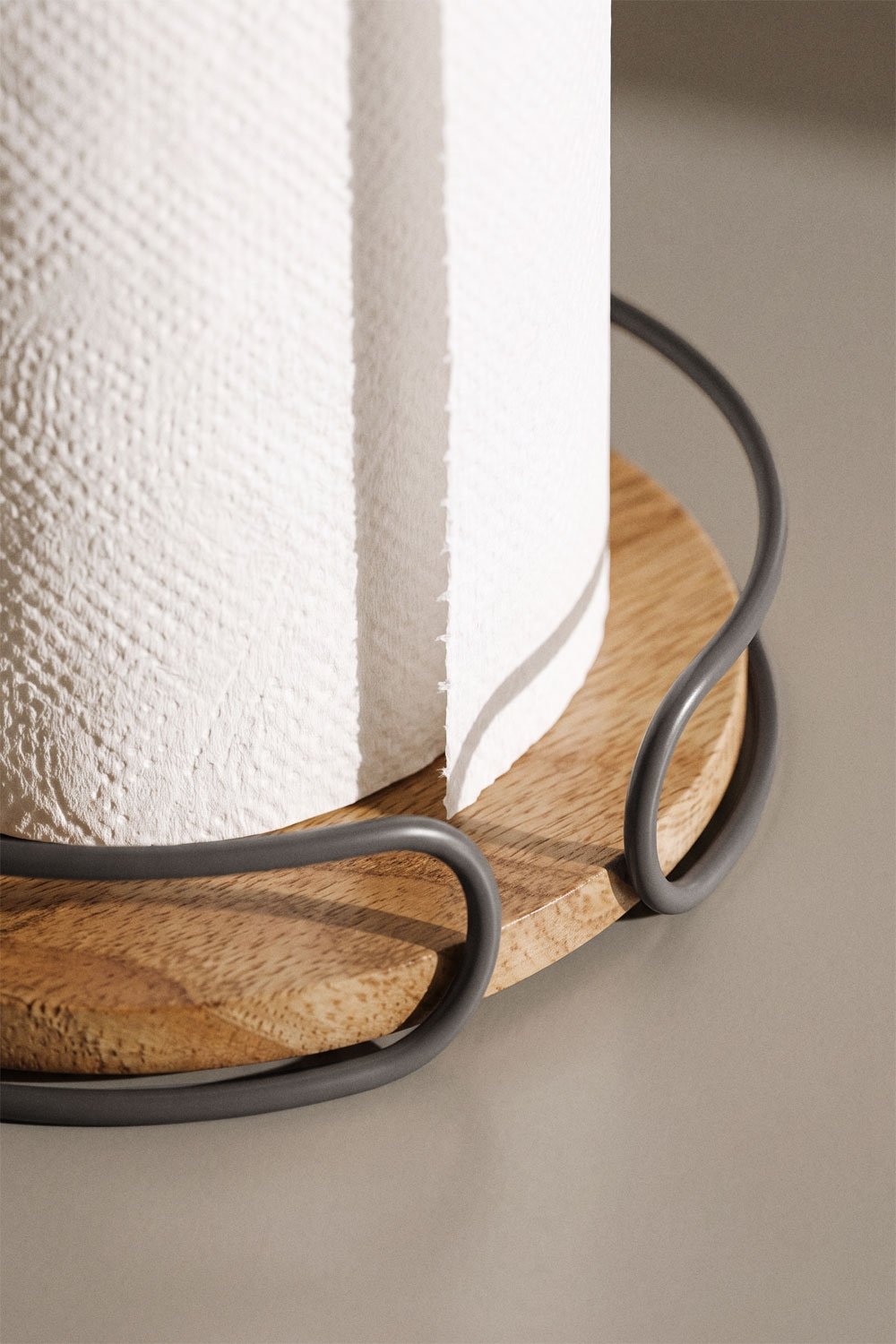 Portarrollos para cocina en hierro y madera Ekarazi, imagen de galer&iacute;a 2