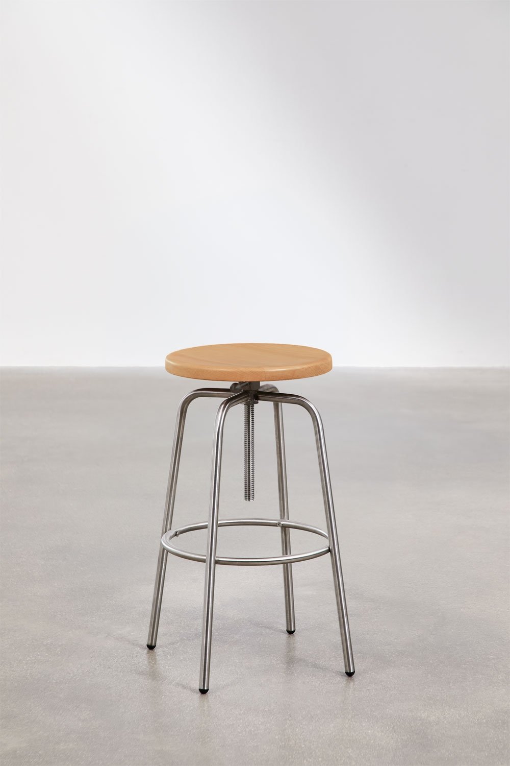 Taburete alto regulable en acero inoxidable y madera de haya Bangalore, imagen de galer&iacute;a 4