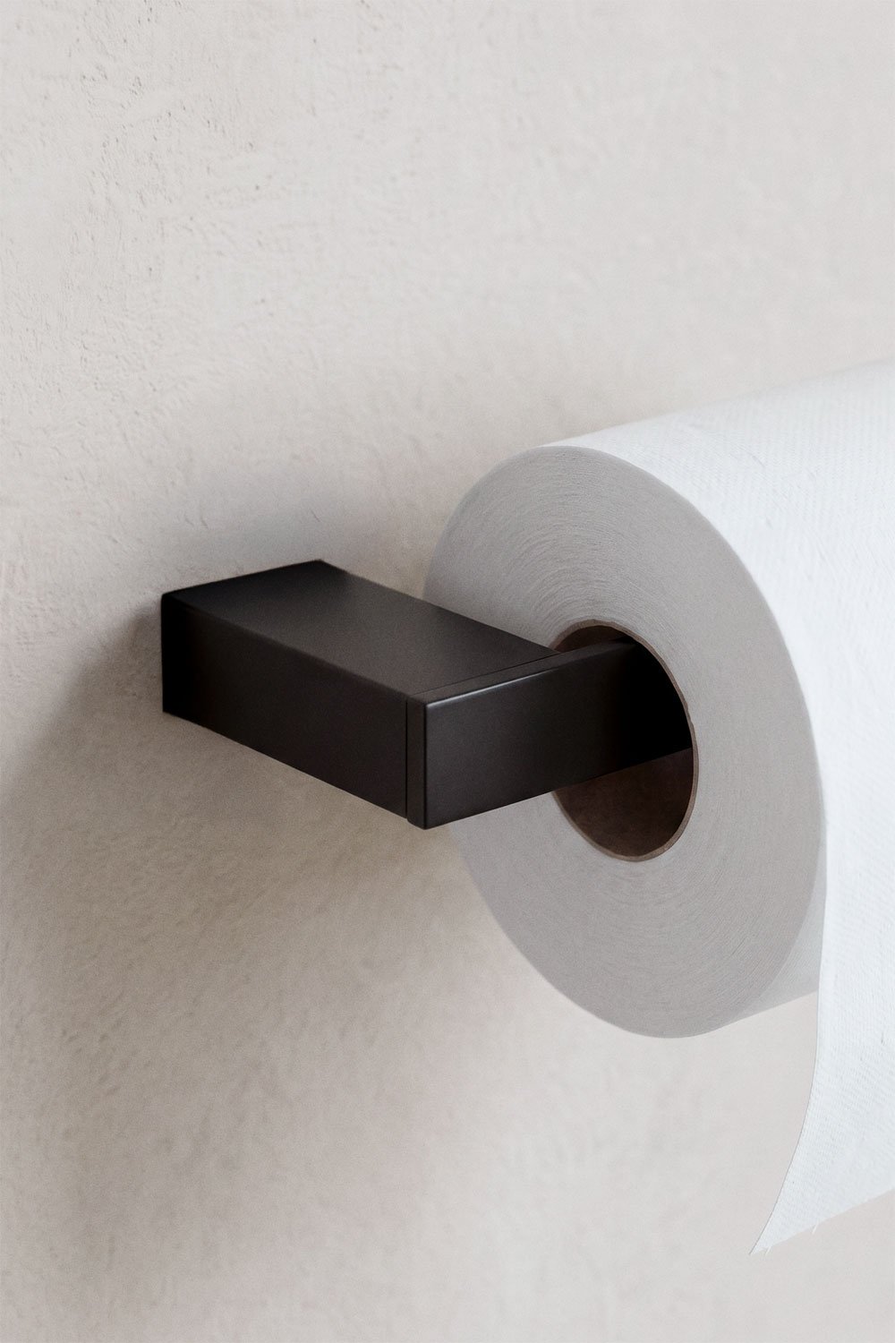 Portarrollos para baño en acero inoxidable negro mate Olvam, imagen de galer&iacute;a 2