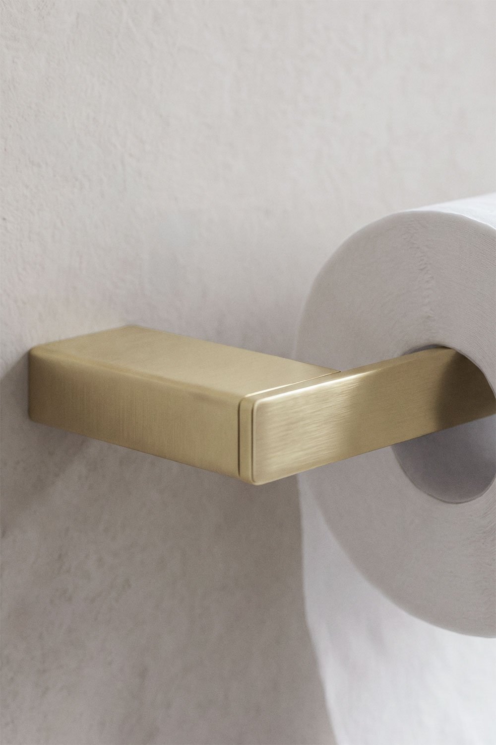 Portarrollos para baño en acero inoxidable dorado cepillado Olvam, imagen de galer&iacute;a 2