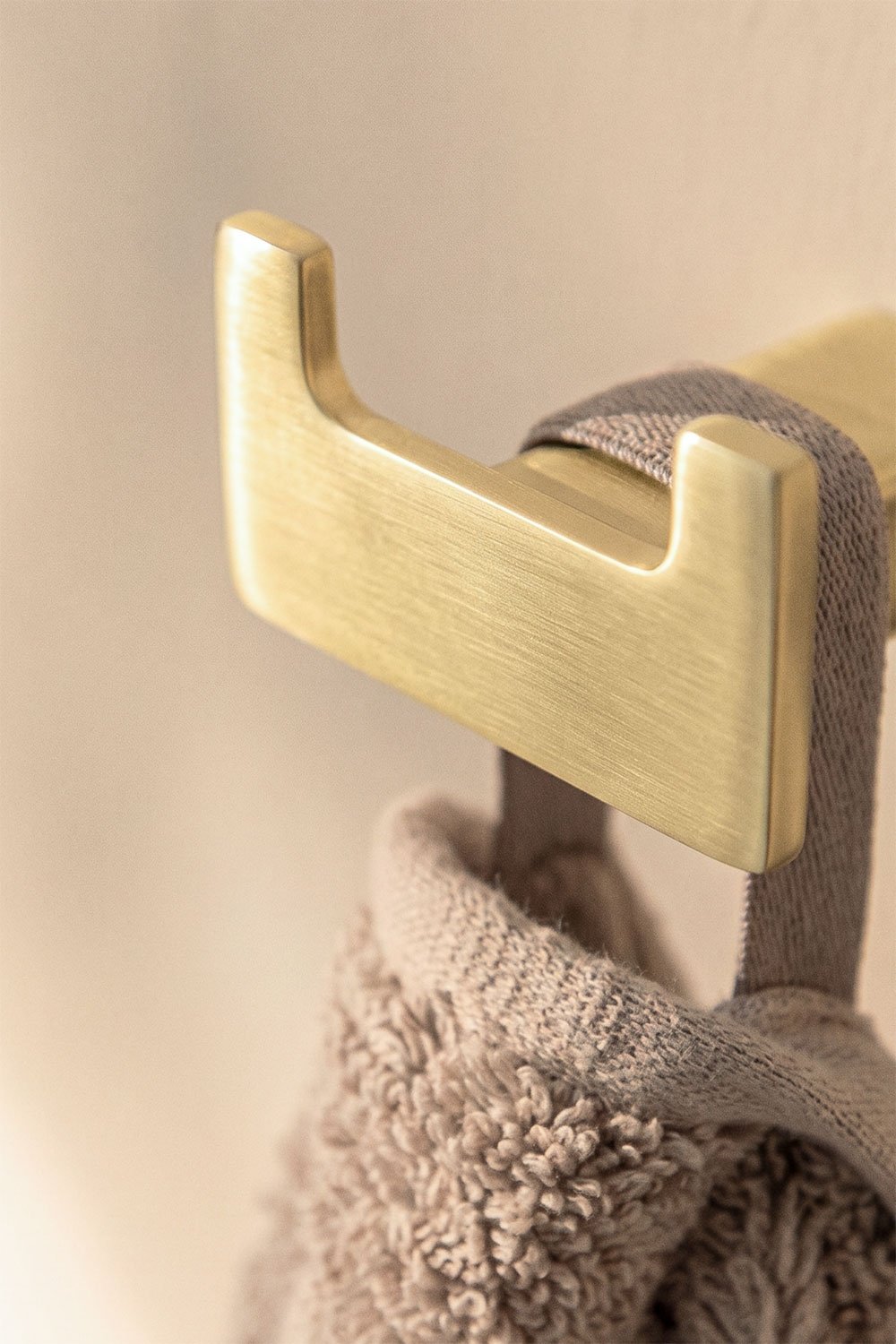 Percha para baño en acero inoxidable dorado cepillado Olvam, imagen de galer&iacute;a 2