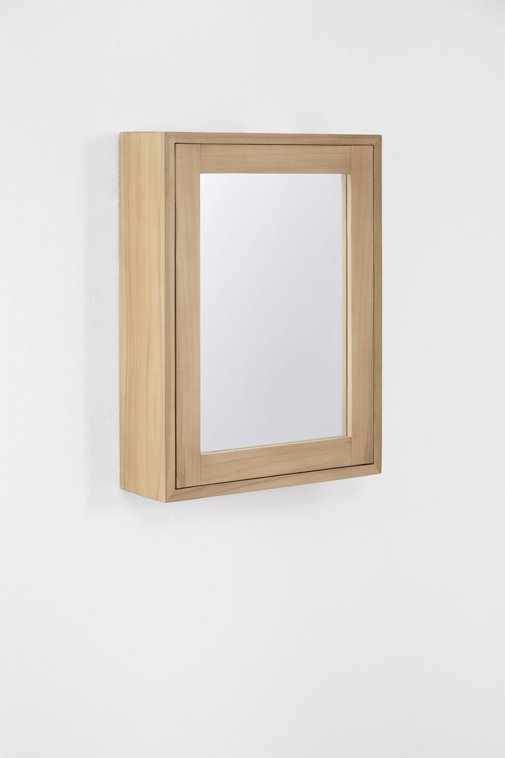 Armario de pared rectangular 45x60 cm para baño en madera de teca con espejo Ian, imagen de galer&iacute;a 3