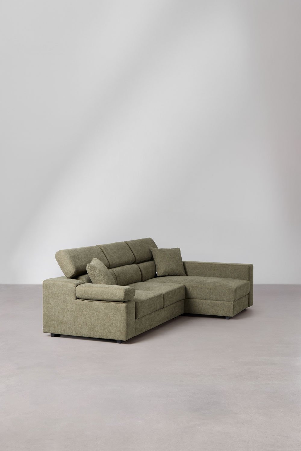 Sofá chaise longue derecho de 3 plazas con reposacabezas regulable y asientos deslizantes Aramis, imagen de galer&iacute;a 4