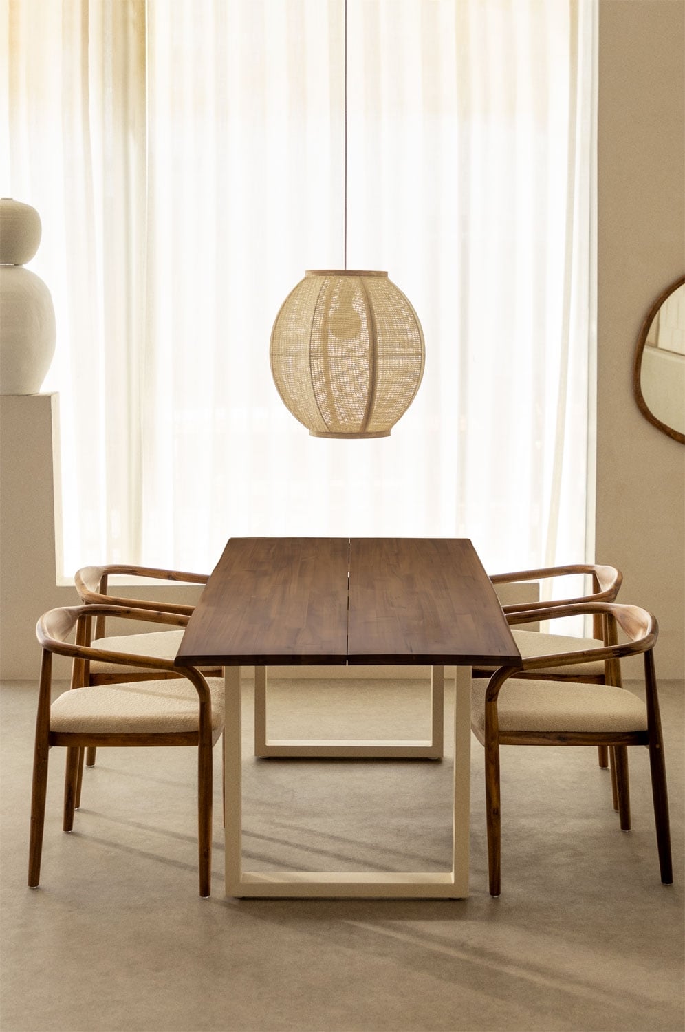 Mesa de comedor rectangular 180x90 cm en madera de acacia y acero Maupi , imagen de galer&iacute;a 1