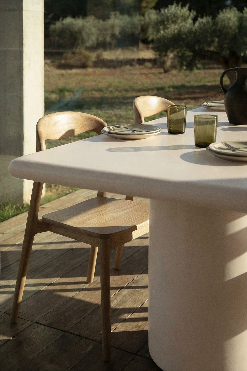 Mesa de jardín rectangular 220x100 cm en cemento Namara, imagen de galer&iacute;a 2
