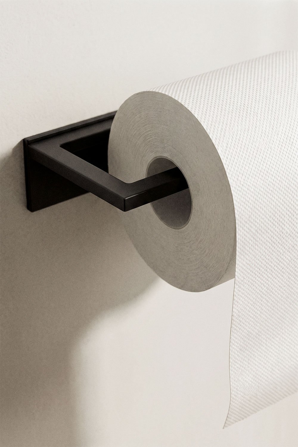 Portarrollos adhesivo para baño en acero inoxidable negro mate Jalter, imagen de galer&iacute;a 2