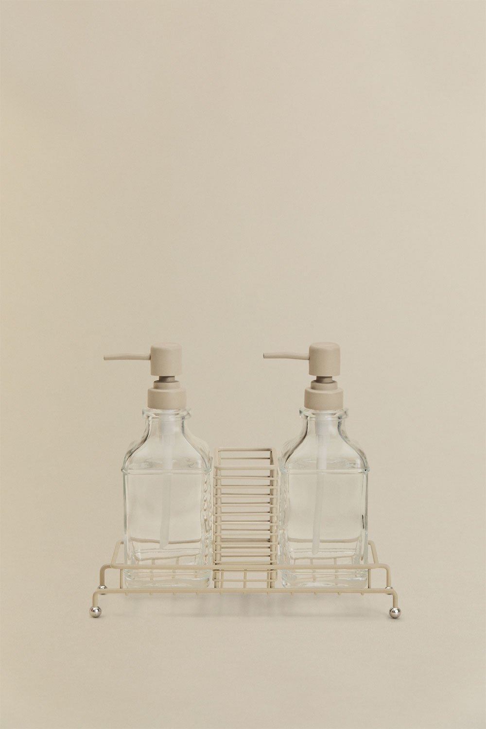 Dispensador doble de jabón para cocina en hierro y vidrio Darcei, imagen de galer&iacute;a 4