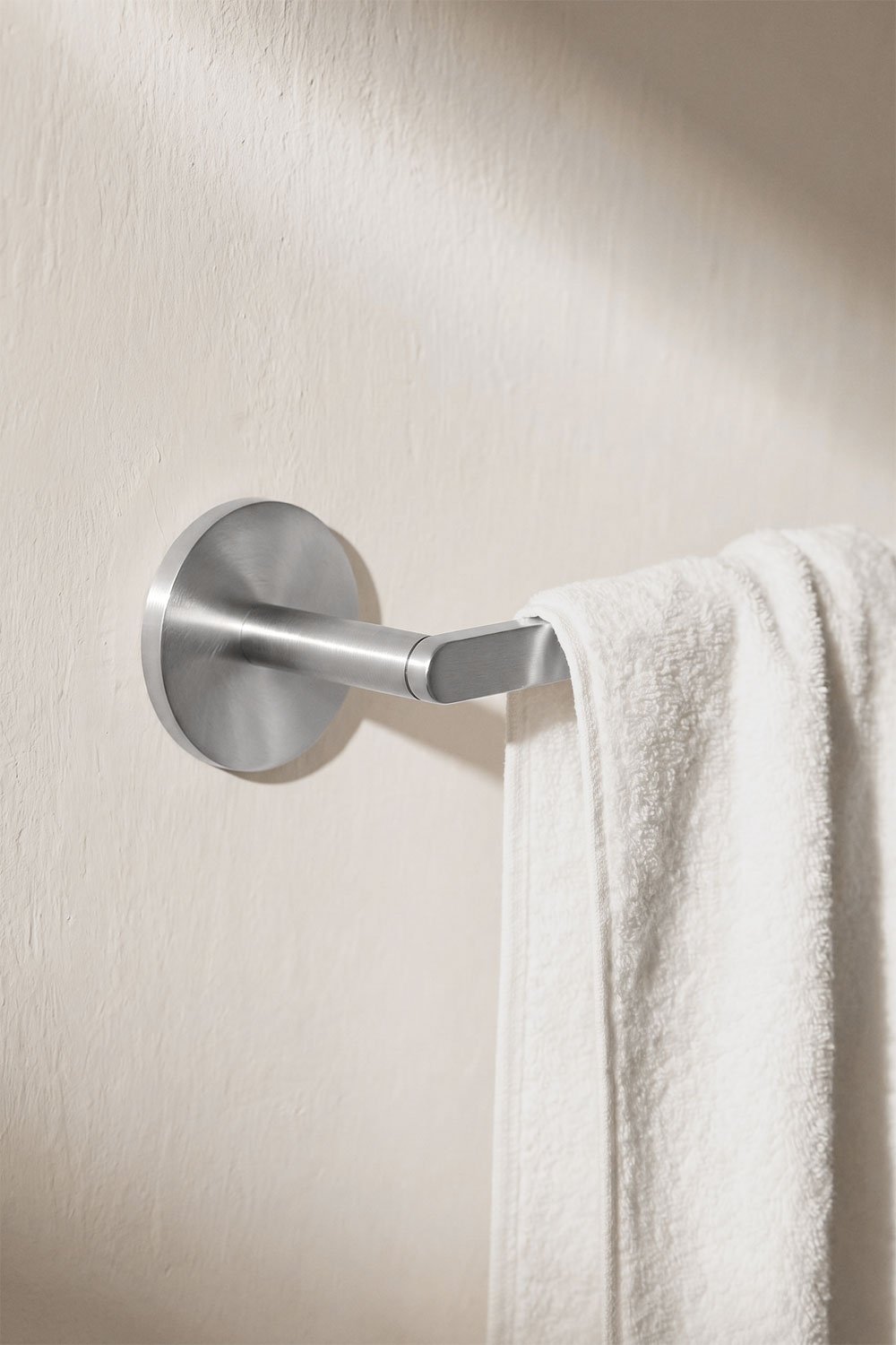 Toallero adhesivo de pared con barra 30 cm para baño en acero inoxidable gris cepillado Caldrumi, imagen de galer&iacute;a 2