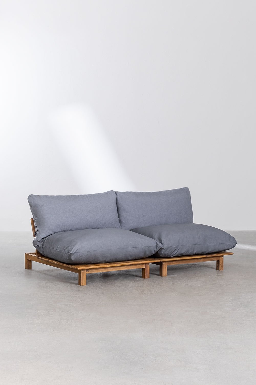 Sofá modular reclinable de 2 piezas en madera de acacia Brina, imagen de galer&iacute;a 1