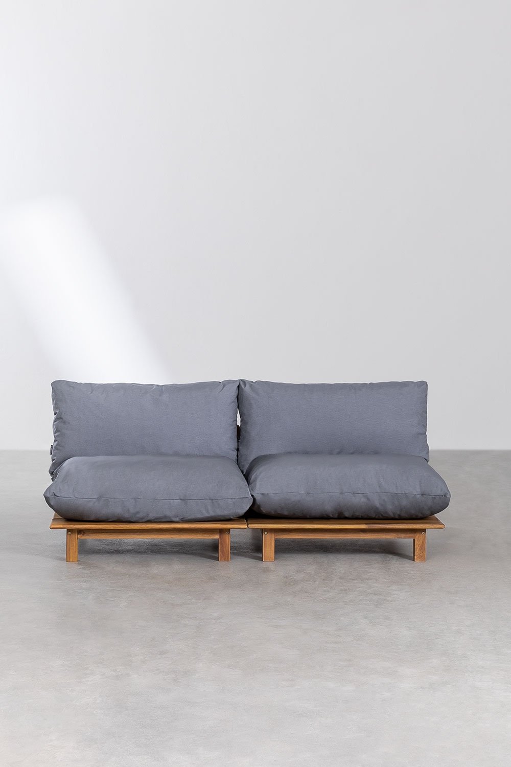 Sofá modular reclinable de 2 piezas en madera de acacia Brina, imagen de galer&iacute;a 3