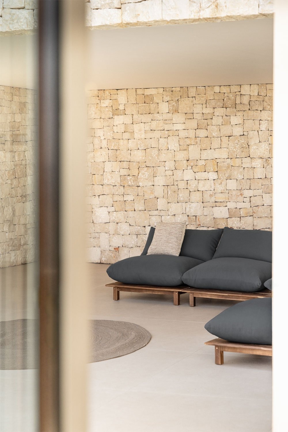 Módulo central reclinable para sofá modular de jardín en madera de acacia Brina , imagen de galer&iacute;a 1