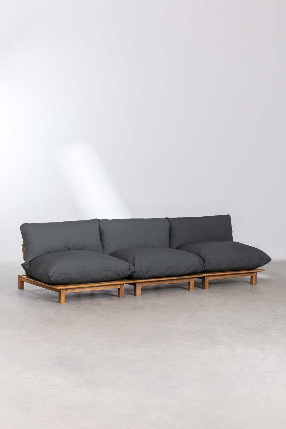 Sofá modular reclinable de 3 piezas en madera de acacia Brina  , imagen de galer&iacute;a 1