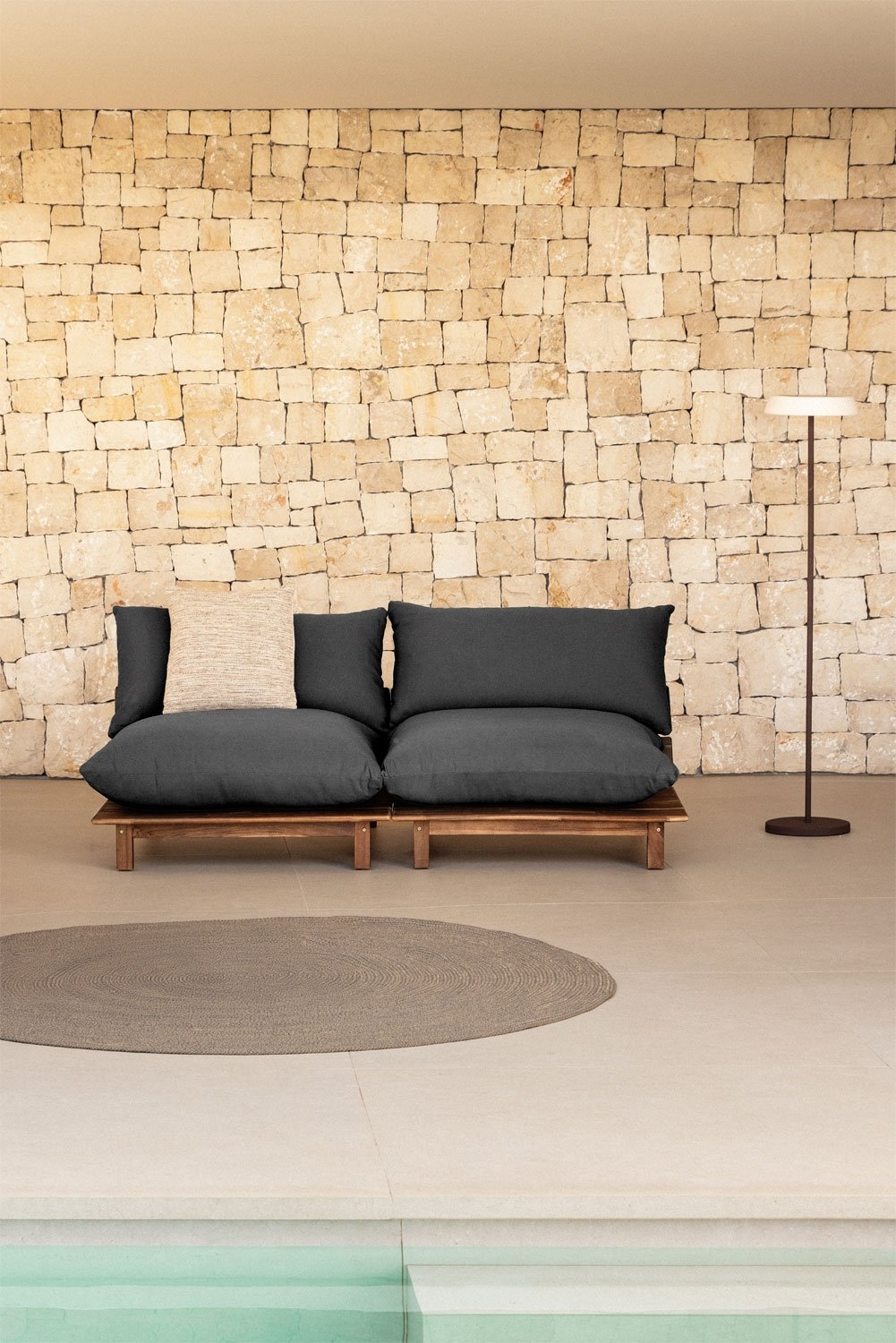 Sofá modular reclinable de jardín de 2 piezas en madera de acacia Brina      , imagen de galer&iacute;a 1