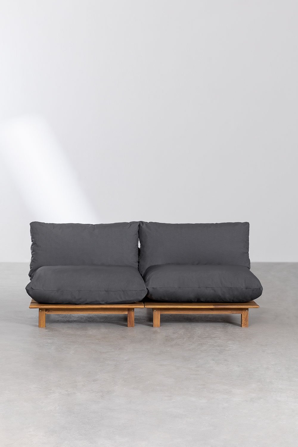 Sofá modular reclinable de 2 piezas en madera de acacia Brina, imagen de galer&iacute;a 3