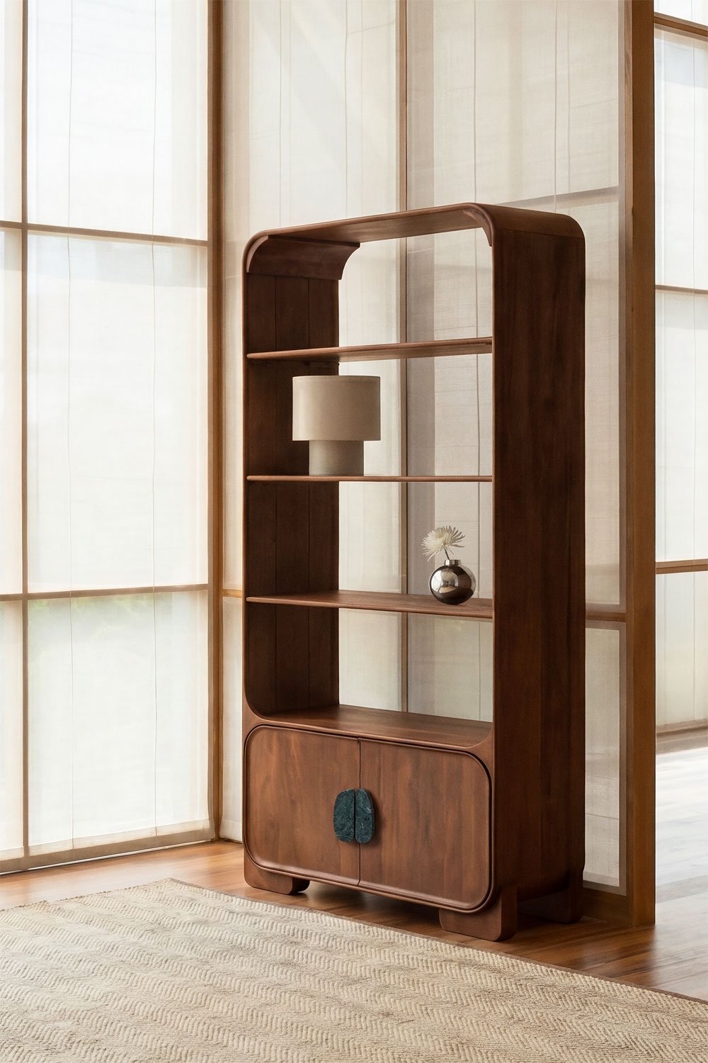 Estantería 190 cm en madera de mango y piedra natural Kivalina, imagen de galer&iacute;a 1