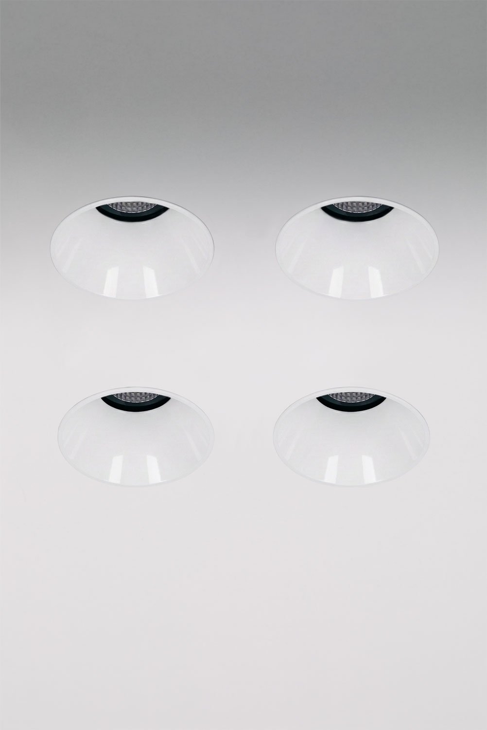Pack de 4 downlights LED empotrables sin marcos trimless redondos Ø6,8 cm en aluminio Orelva, imagen de galeria 1