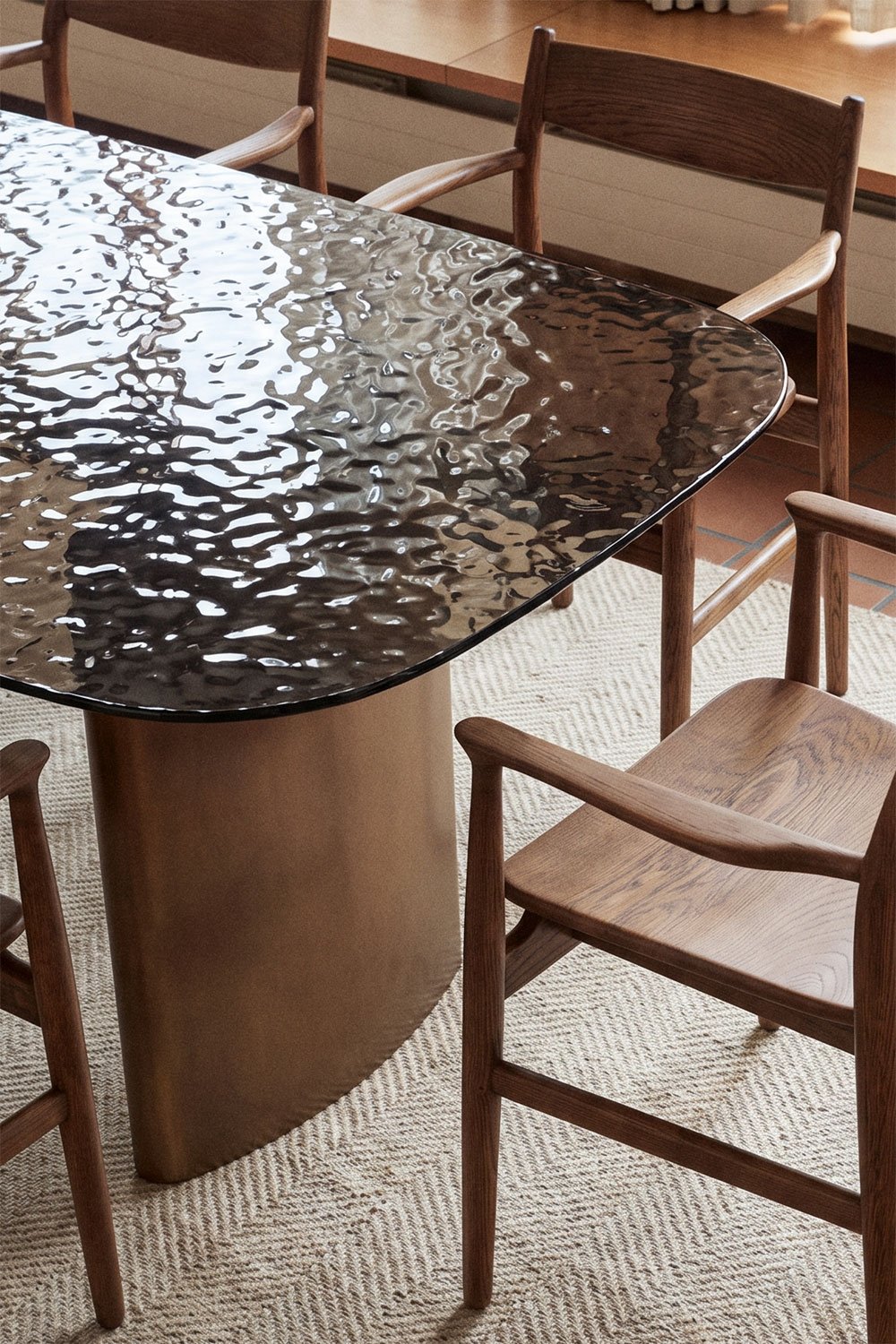 Mesa de comedor rectangular 260x110 cm en vidrio templado y MDF Zarvi, imagen de galer&iacute;a 2