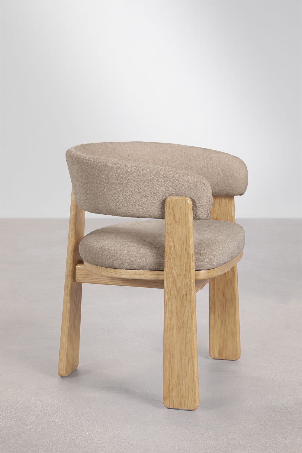 Silla de comedor con reposabrazos tapizada y en madera de roble Carbalis, imagen de galer&iacute;a 4