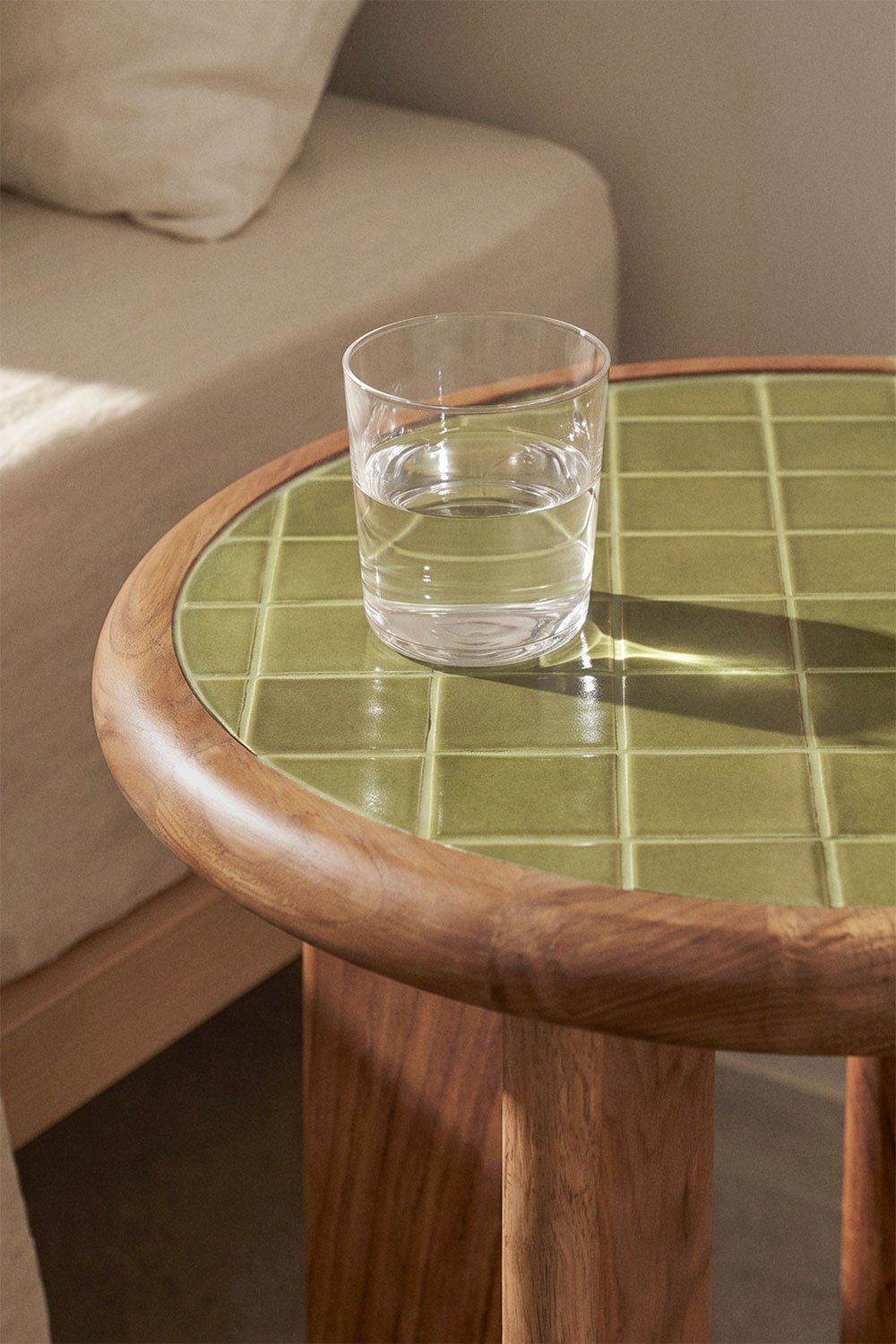 Pack de 2 mesitas de noche Ø40 cm en azulejos y madera de acacia Aitana, imagen de galer&iacute;a 2