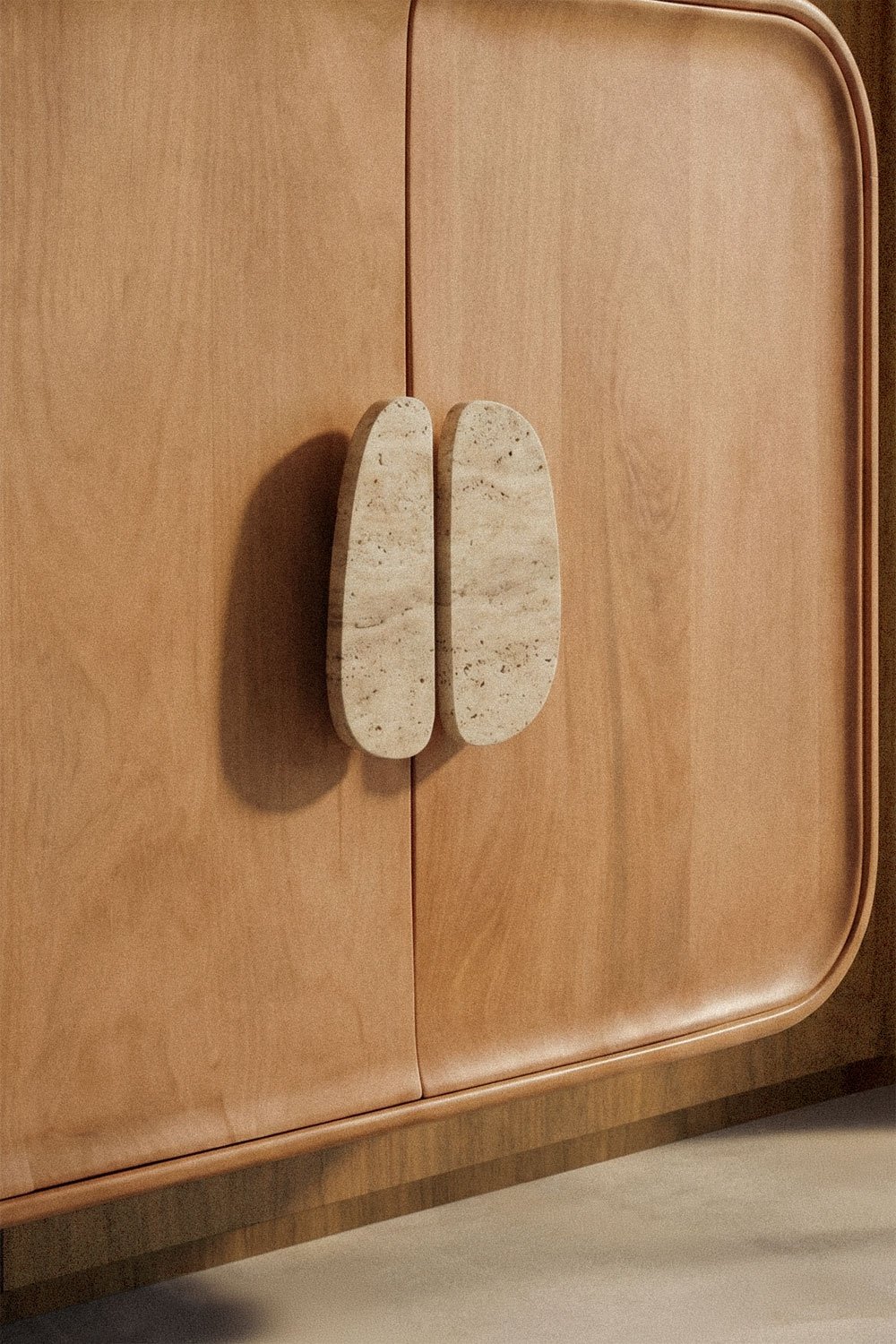 Conjunto de mueble de baño doble suspendido 130x45 cm en madera de mango y piedra natural Kivalina, imagen de galer&iacute;a 2