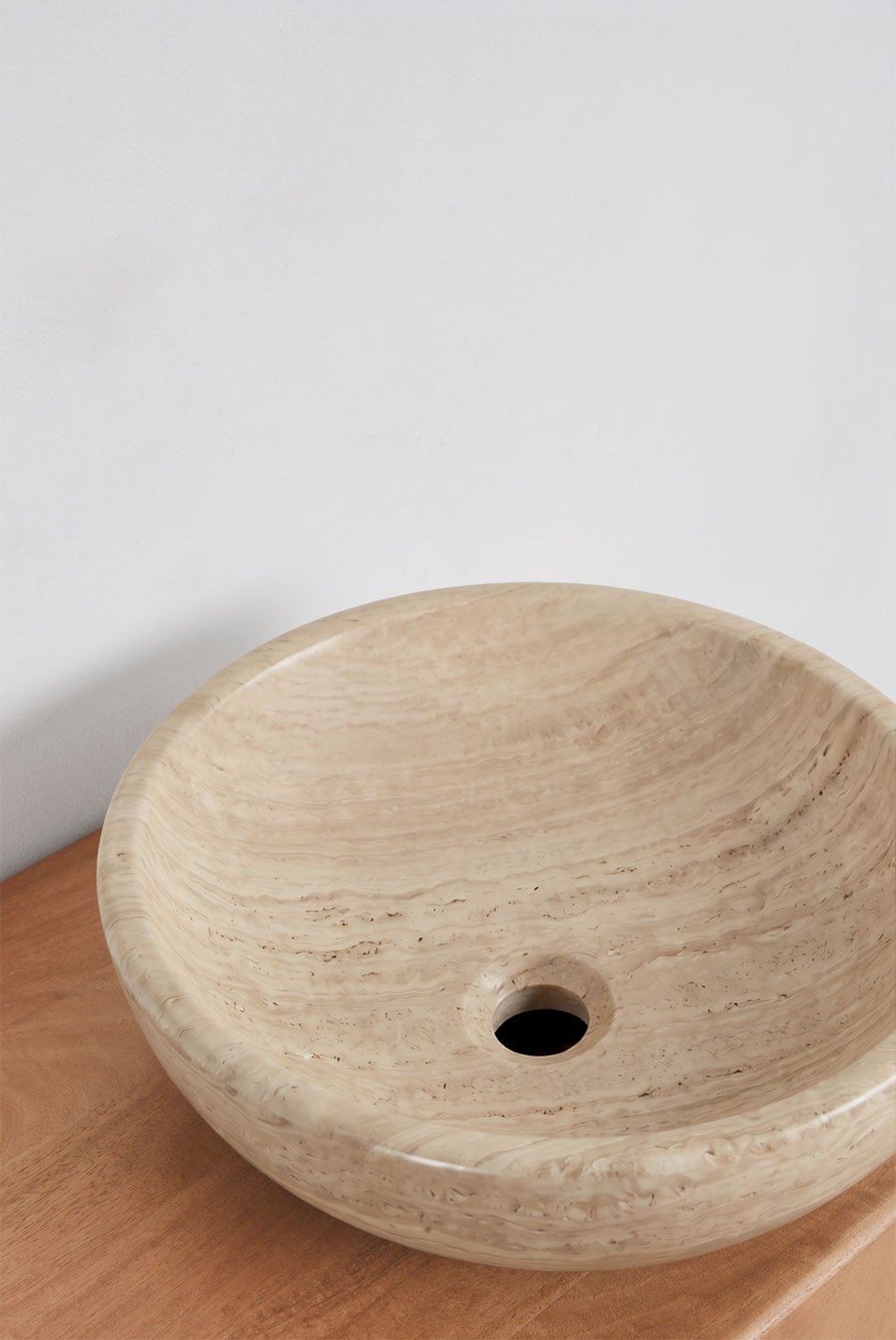 Conjunto de mueble de baño doble suspendido 130x45 cm en madera de mango y piedra natural Kivalina, imagen de galer&iacute;a 5